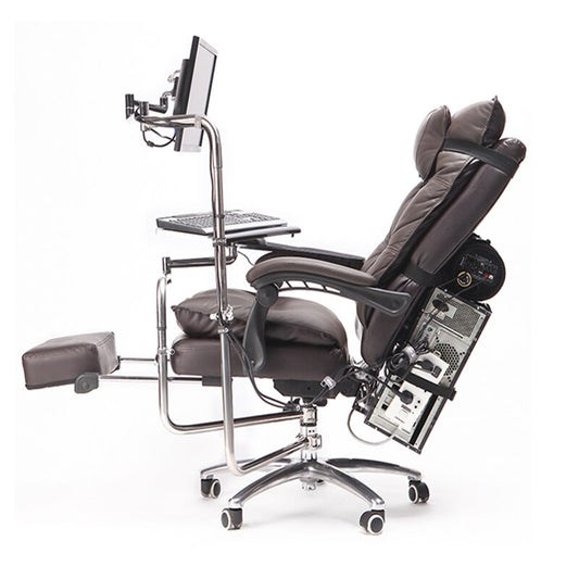 Full Motion Reclining Chair + Monitor Keyboard Holder +Chair Arm Clamp Elbow Wrist Support Mouse Pad for Game Office
