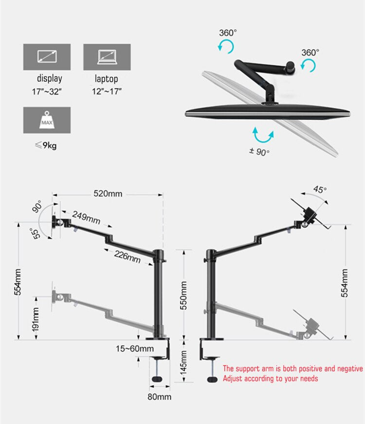 MMOOKA Selfie Desktop Live Stand Set 6-in-10&quot; LED Ring Light Microphone Mount Compatible with laptop Monitor Tablet Phone